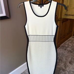 Etcetera White and Cream Sheath Dress Sleeveless Midi